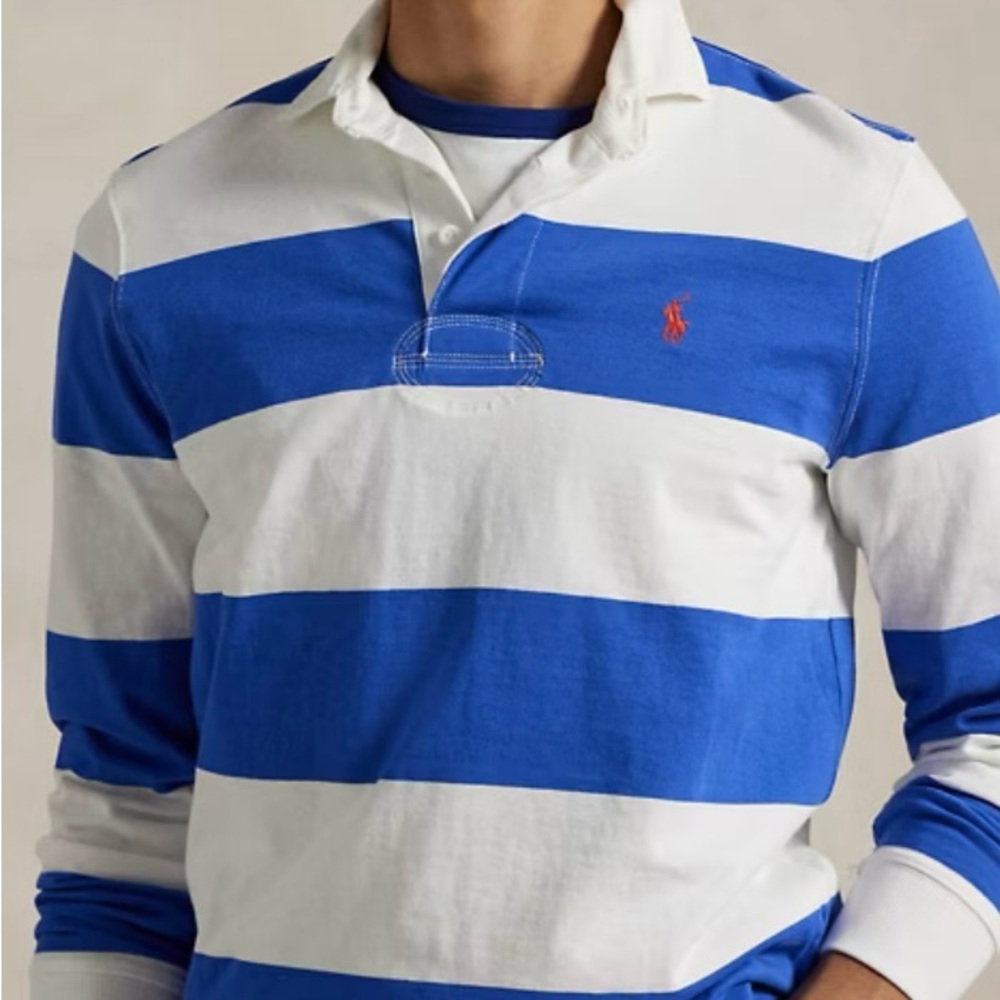 Ralph Lauren Blue and White Casual Button Down Shirt size L
